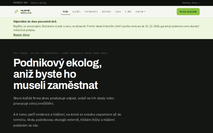 Náhled titulní stránky webu hlavniekolog.cz